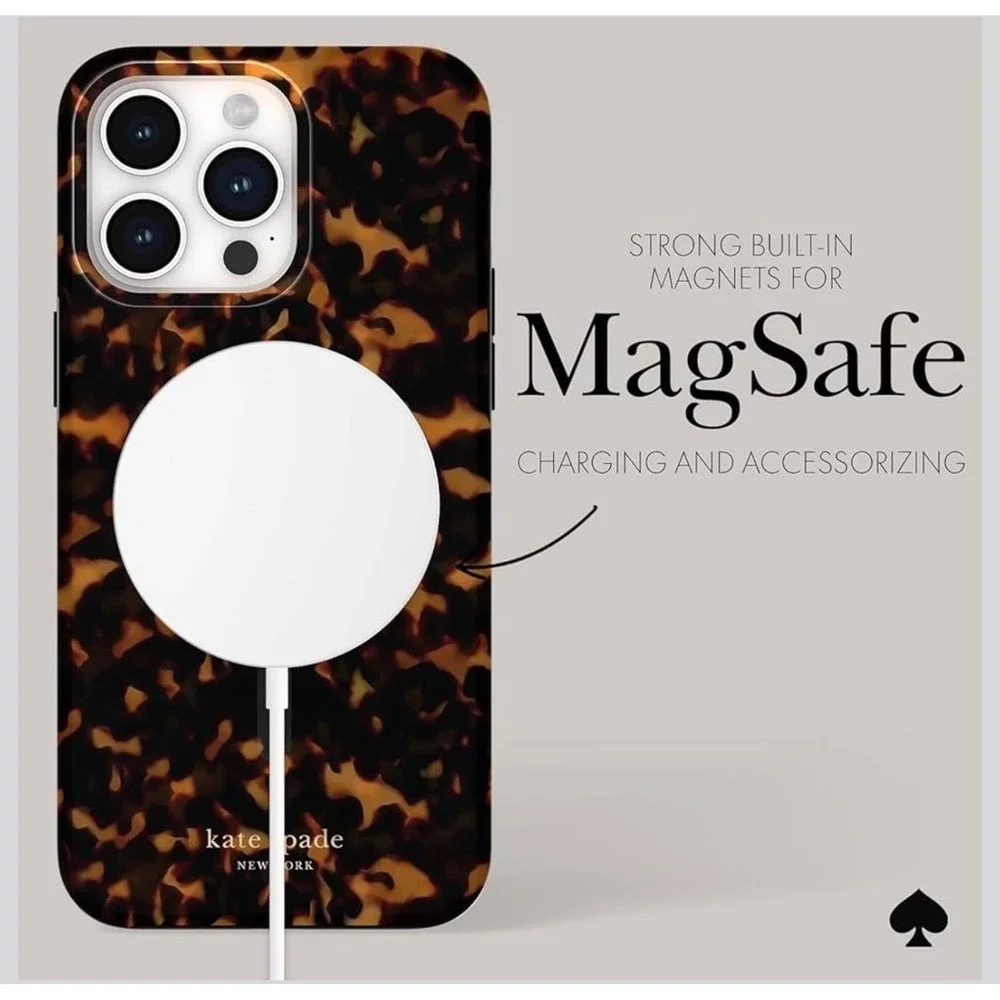 NWT‎ Kate Spade iPhone 15 Pro Max Case Tortoiseshell MagSafe Protective Cover